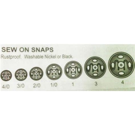 sew on snaps size chart